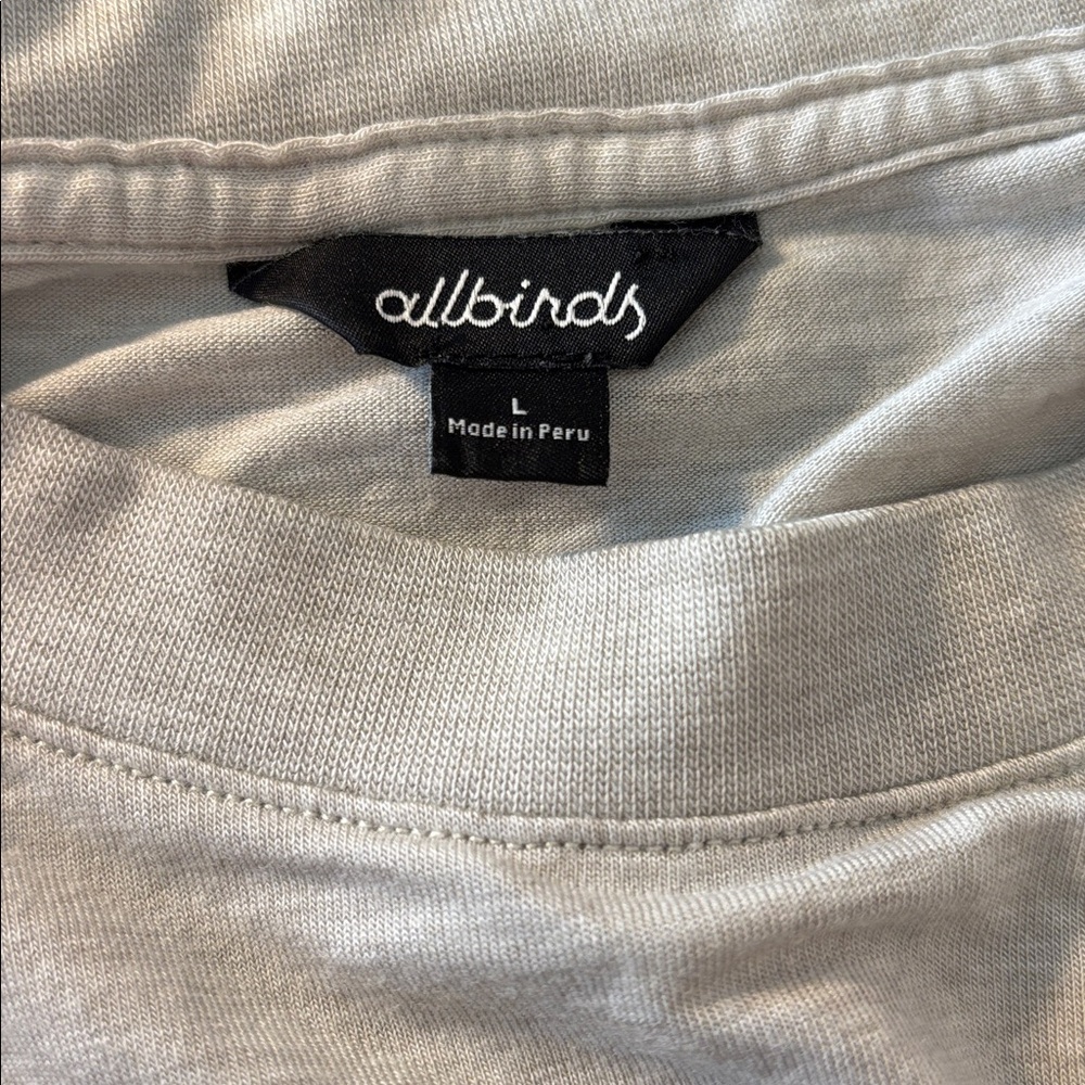 Allbirds TrinoXO Short Sleeve Tee Large Neutral Beige Boxy Soft Tee - Picture 10 of 11